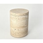 Beige Travertine Candle Jar with Lid