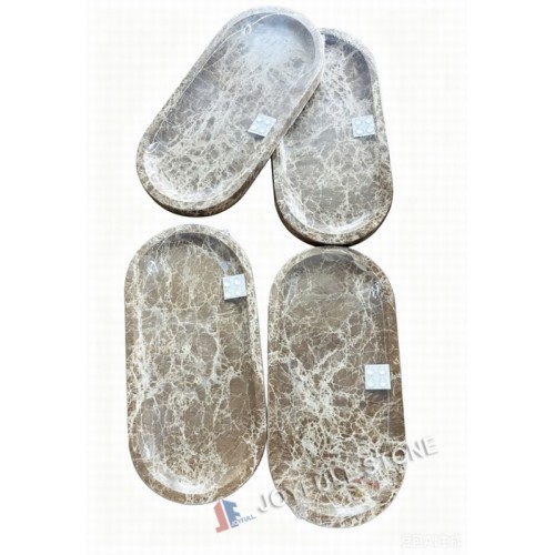 Brown Marble Trays &ndash; Rectangular & Oval Natural Stone Trays