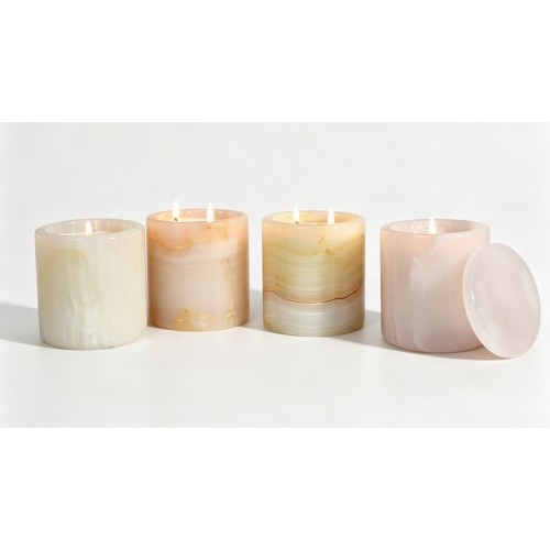 Luxury Jade Stone Candle Jars with Lid