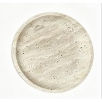 Round Travertine Tray with Curved Edge