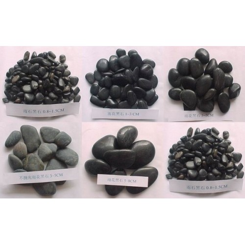 Landscaping black river stone pebbles