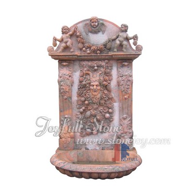 GFQ-048, Carved red marble wall fountain