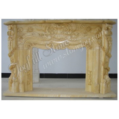 FG-167, Piedra de color beige decorativo mármol natural repisa de la chimenea