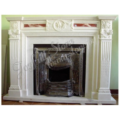 FG-338, English style stone fireplace with stove