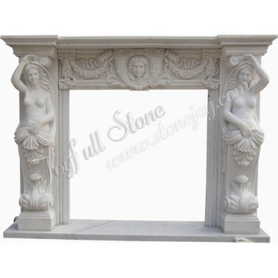 FS-116, Vintage White Mantel With Statue