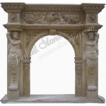 FS-141, Carved Stone Double Fireplace Mantel