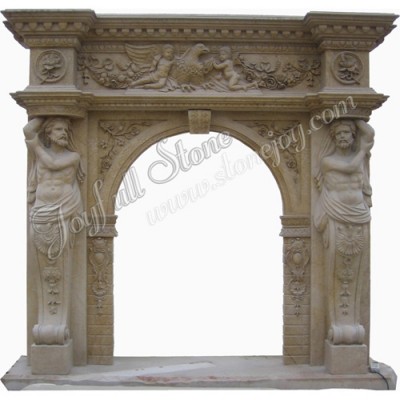 FS-141, Carved Stone Double Fireplace Mantel