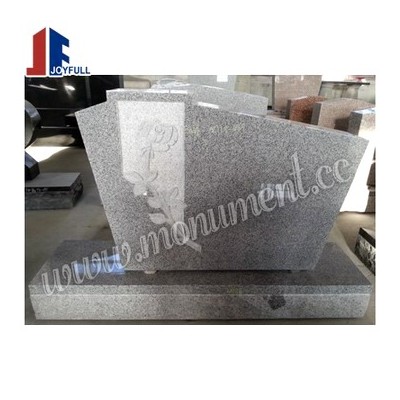 MU-469 grey, Headstone with rose carving