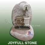 GFN-038, Natural stone fountain with pot and barrel