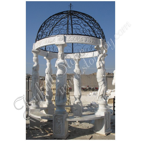 GN-413-1, Garden White Marble Gazebos