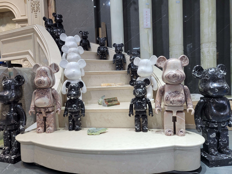 natural marble bearbrick sculpture